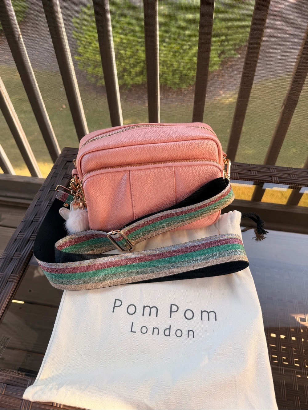 Pom Pom London Metallic Pink Original Plus Bag with 3 Straps